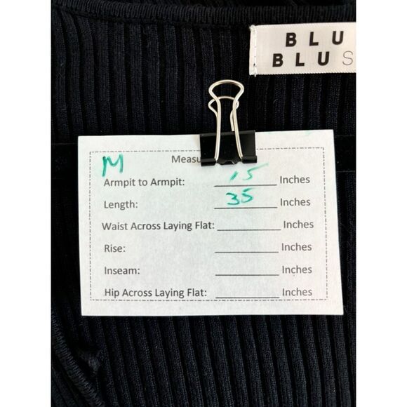 Blue Blush Black Ribbed Lace-Up Bodycon Dress | Size M | Long Sleeve - Picture 10 of 11